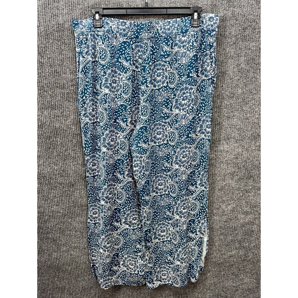 Maeve Anthropologie Anika Pants Womens XL Blue Floral Wide Leg Palazzo Pull On - Picture 6 of 14